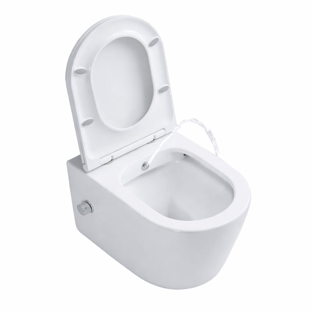 Rimless Wall Hung Toilet with Bidet Function