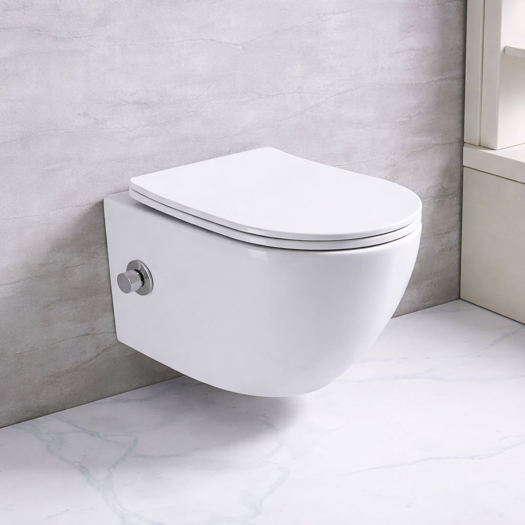 Rimless Wall Hung Toilet with Bidet Function