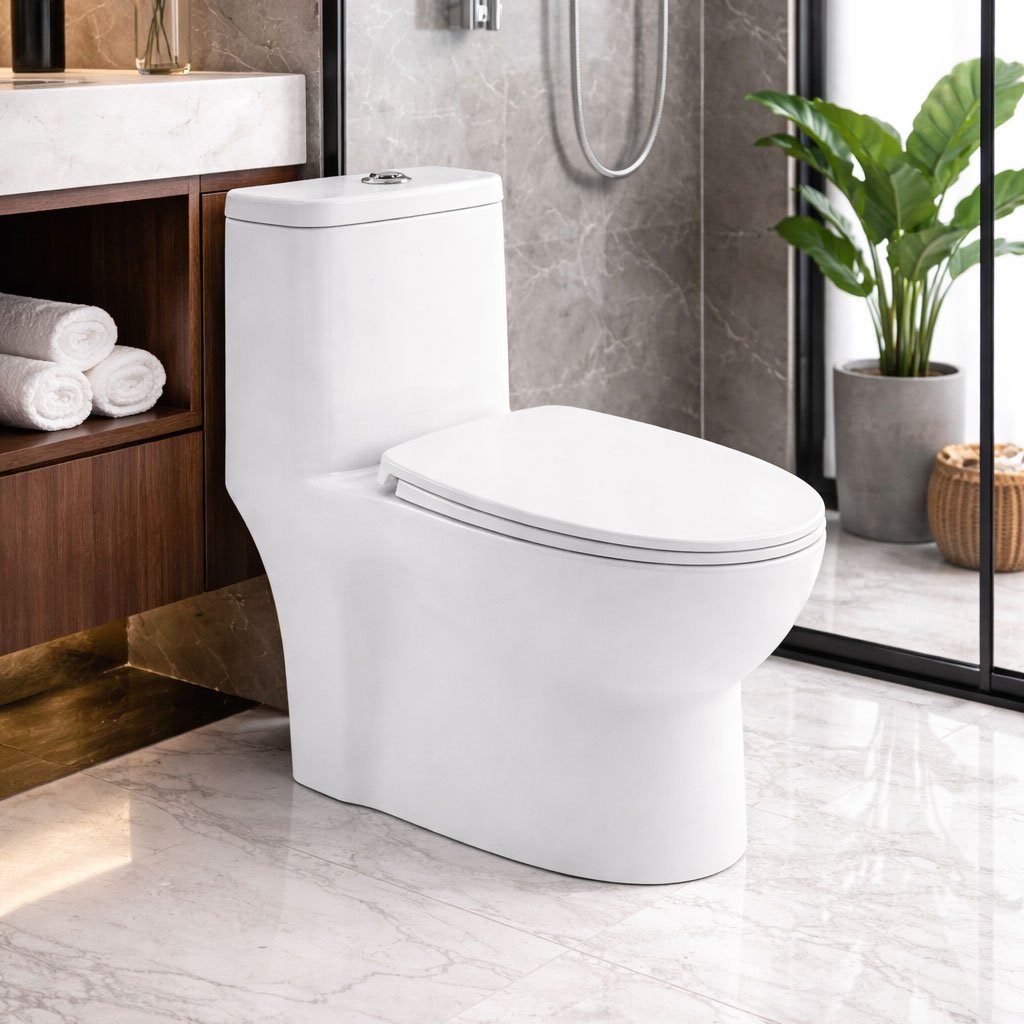 floor mounted one piece toilet