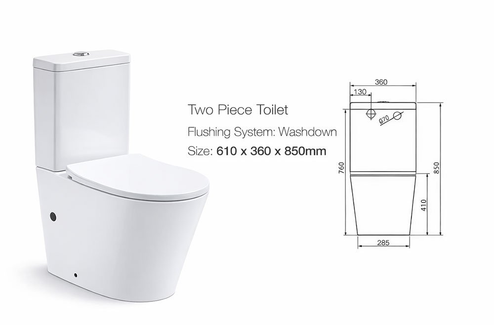 Rimless Two-Piece Toilet with Dual Flush