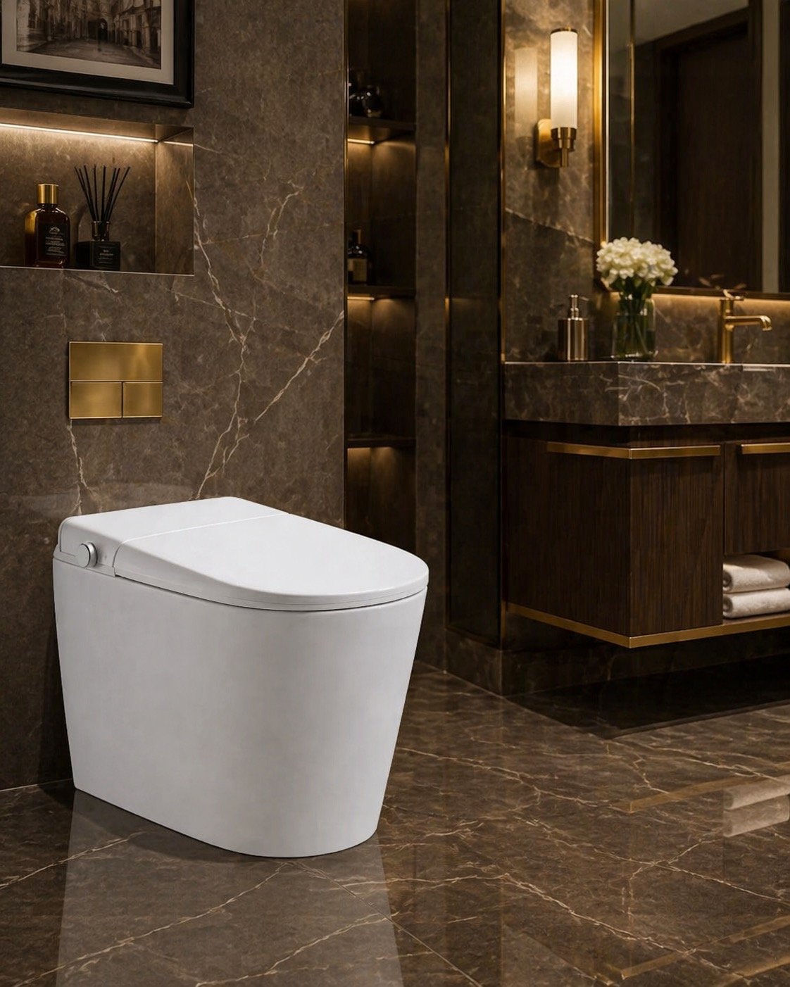 a Smart Toilet With LED Display