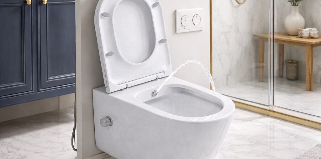 Rimless Wall Hung Toilet with Bidet Function
