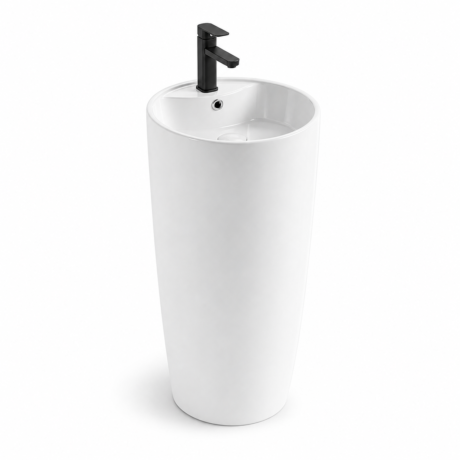 Customizable Pedestal Sink | Modern Minimalist Ceramic Basin for Hotels & Bathrooms
