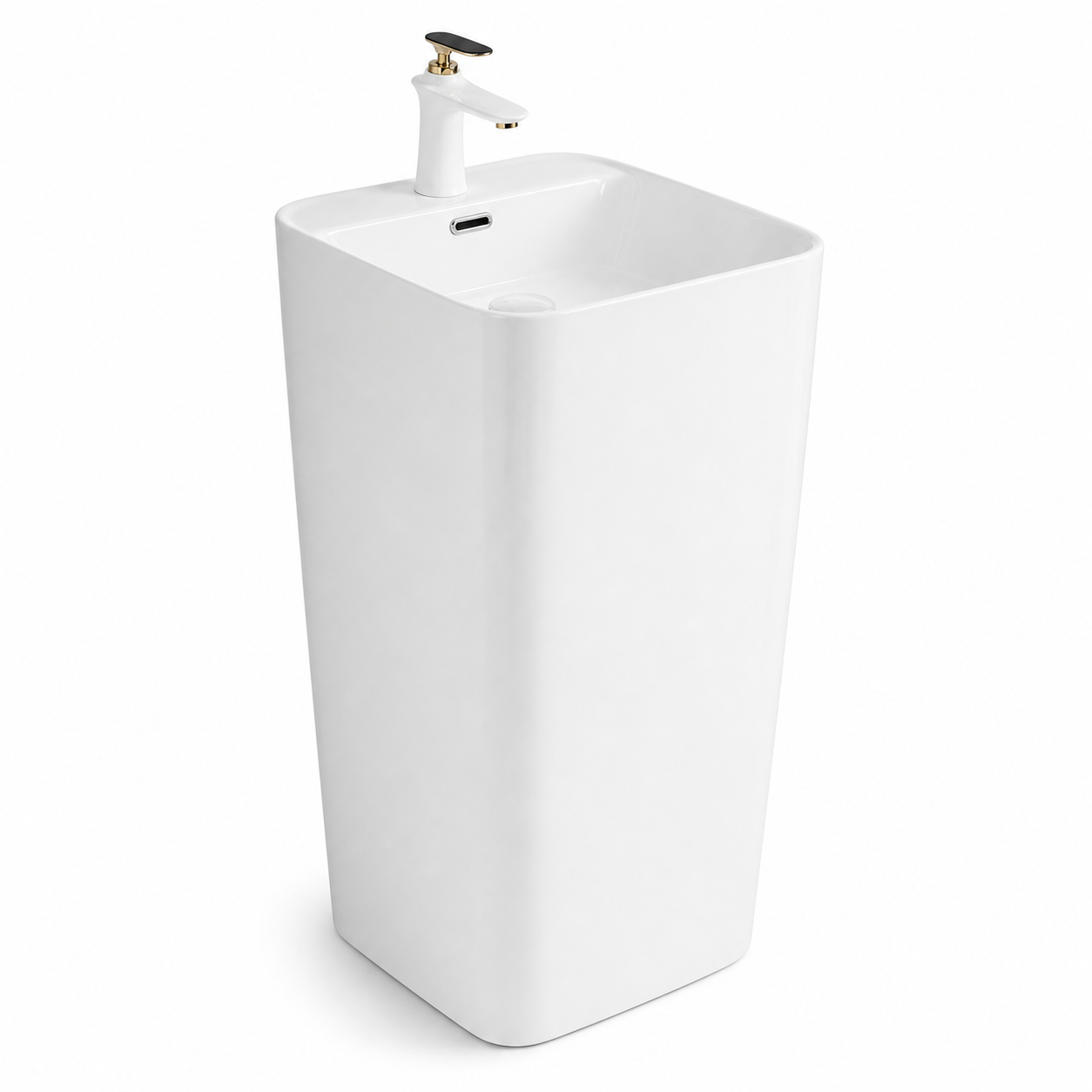 Customizable Pedestal Sink | Modern Minimalist Ceramic Basin for Hotels & Bathrooms - Image 3