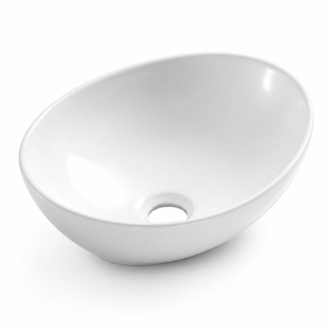 Ceramic Vessel Basin Without Faucet Hole | Glossy White Art Basin for Hotels & Homes