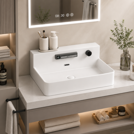 AiDi Ceramic Countertop Basin | White Bathroom Sink with OEM Options for Projects
