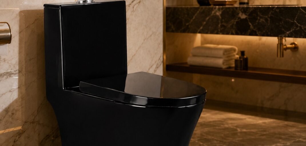 black one piece toilet