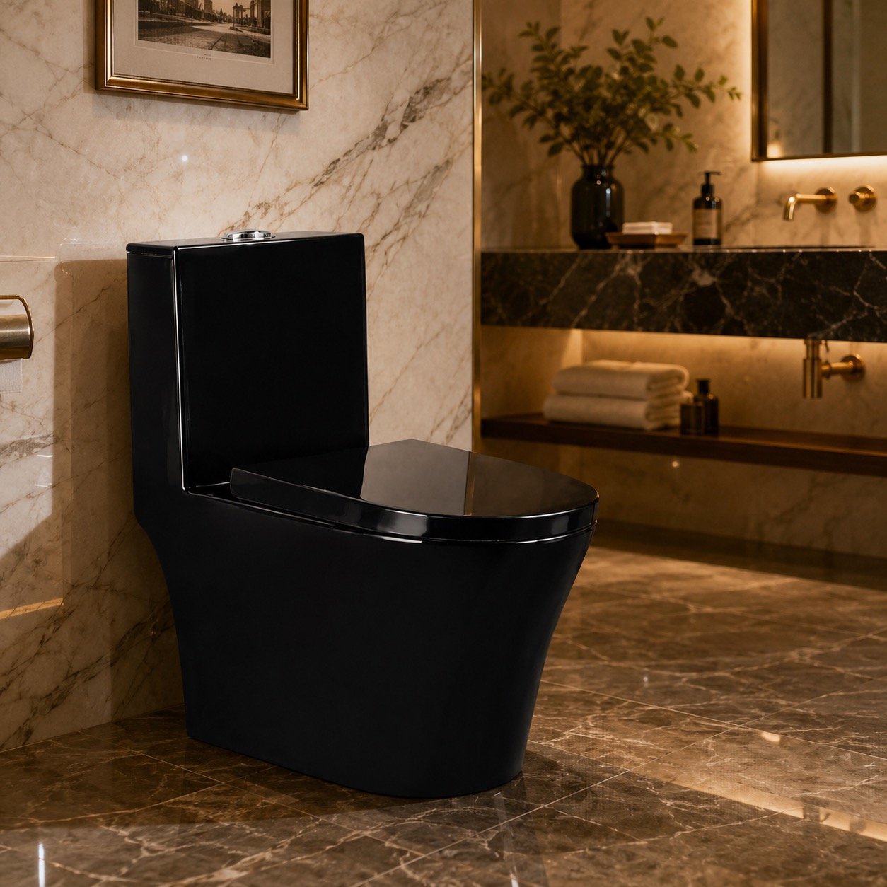 black one piece toilet