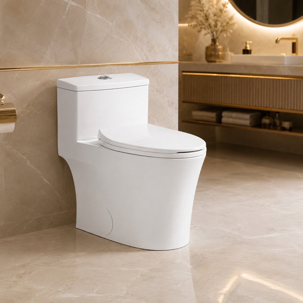 One-Piece Dual Flush Siphonic Toilet for Projects