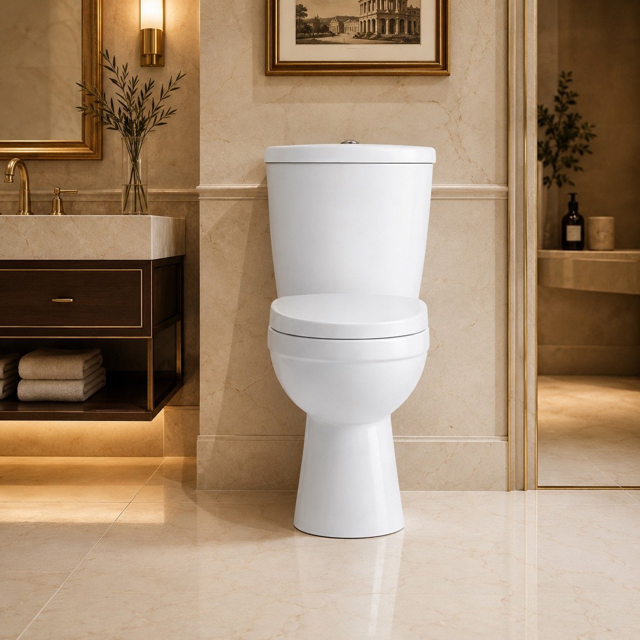 Two Piece Toilet with Washdown Flush