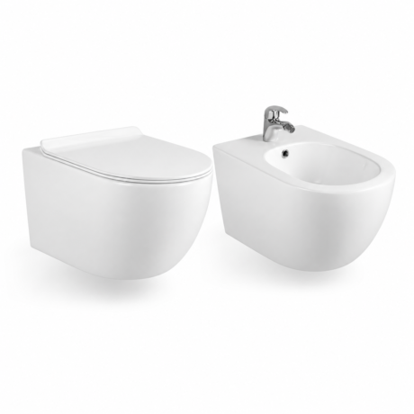 Europe Hot Sale White Ceramic Wall Hung Toilet Bidet Set