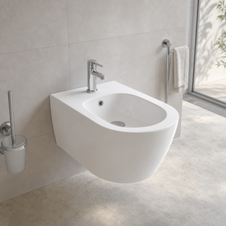 AB-601 White Ceramic Wall Hung Toilet Bidet Set