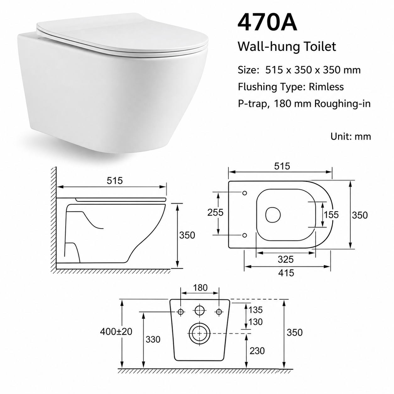 Factory Direct Dual Flush Wall Mounted Toilet | Modern Ceramic WC with OEM Branding