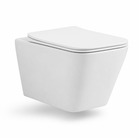 AIDI Rimless Square Wall Hung Toilet European Style Ceramic Toilet with Concealed Tank
