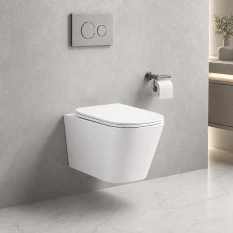 AIDI Rimless Square Wall Hung Toilet European Style Ceramic Toilet with Concealed Tank