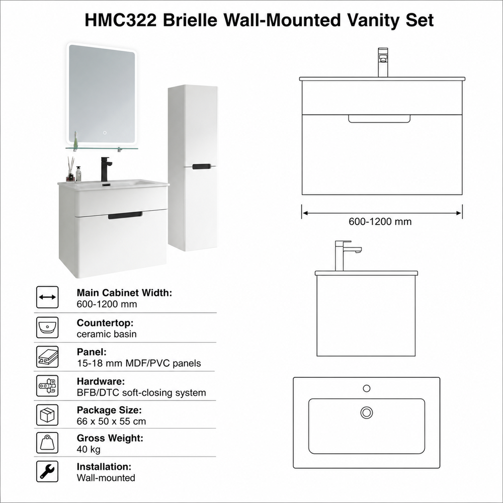 Wall Mounted Bathroom Vanity Set