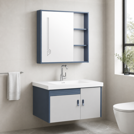 Wall Mounted Solid Wood Bathroom Cabinet