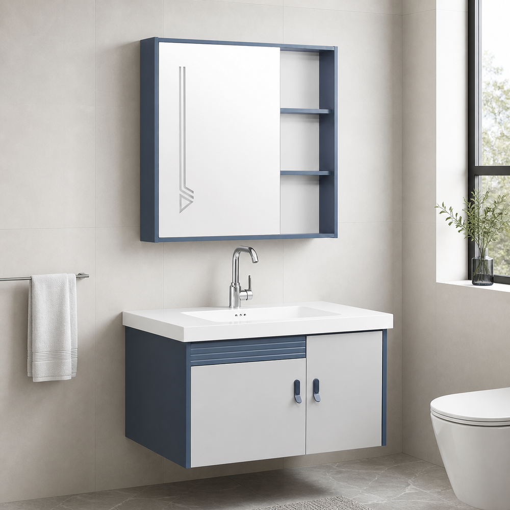 Wall Mounted Solid Wood Bathroom Cabinet